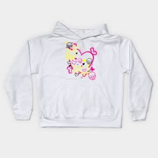 Heart Skull Swirl (Dark Version) Kids Hoodie